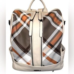 CLUCI Leather w/Plaid Backpack - NWOT